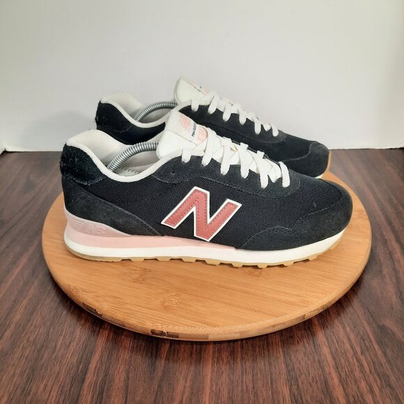 New Balance 515 Womens Size 8.5 Shoes Black Pink White Suede Retro Sneakers - Picture 1 of 10